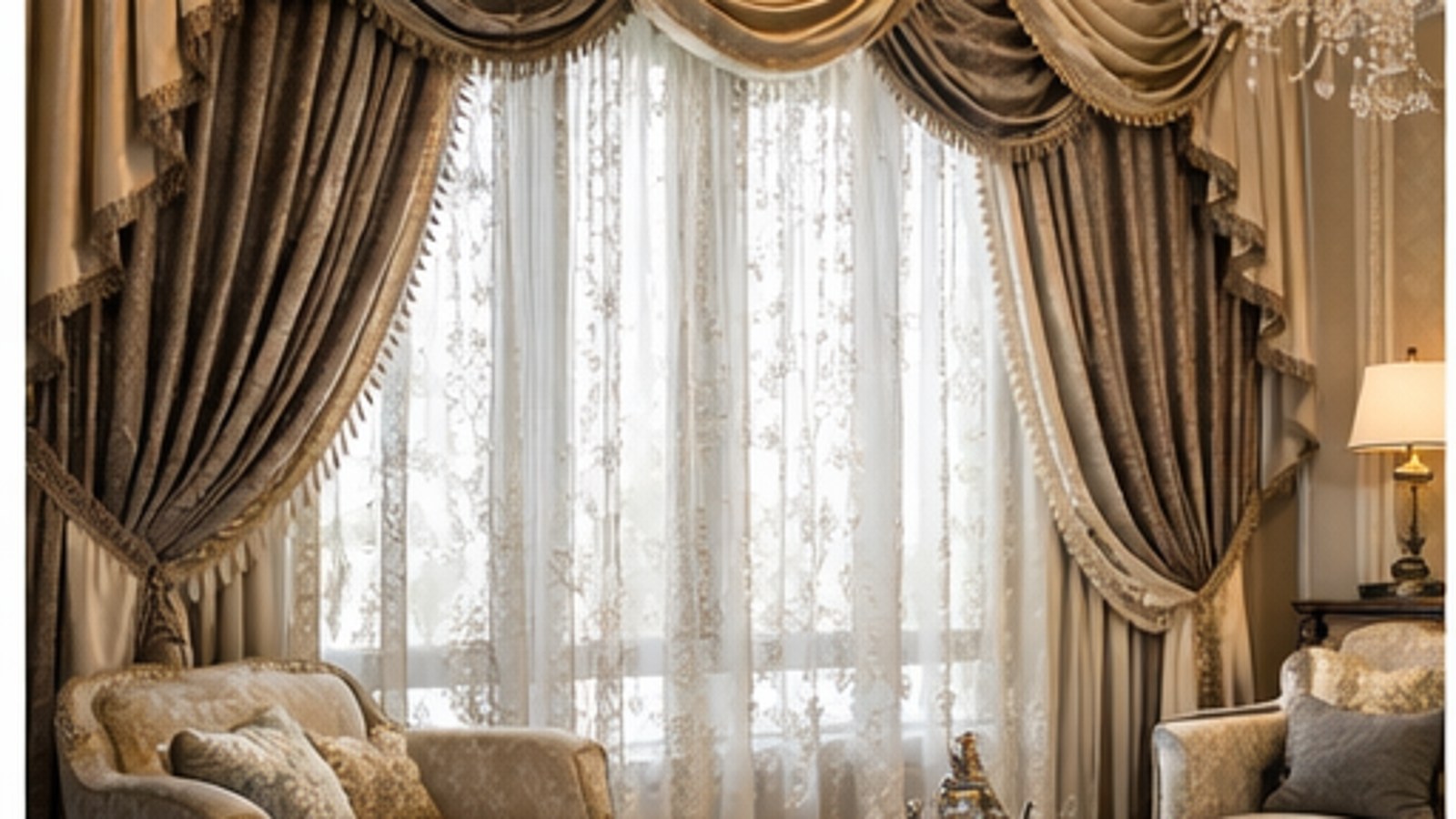 Luxury layered Turkish drapery installation